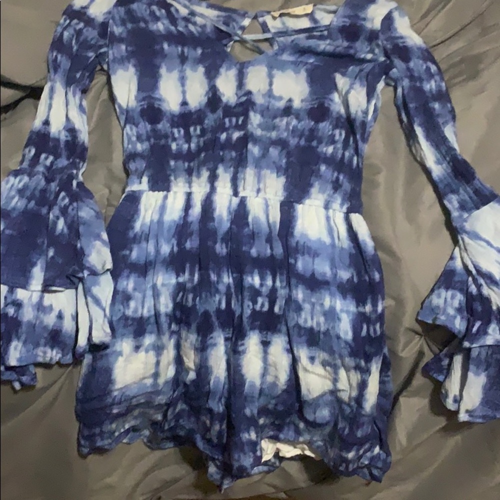 Blue tie dye romper